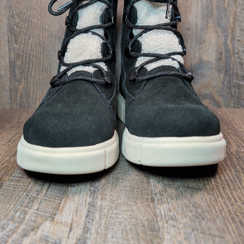 Sorel Explorer III Joan Womens Waterproof Winter Boots Size 11 Black White Suede - Picture 3 of 13